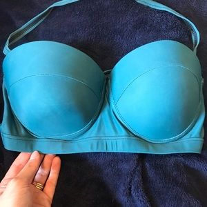 Dark teal green halter bikini top